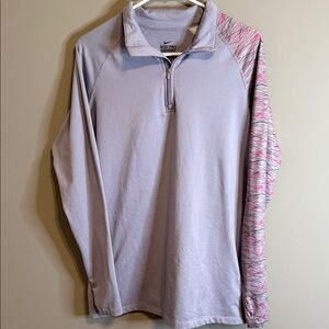 Nike Pro Combat Women's Purple Pink 1/4 Zip-Up Jacket Pullover XL Dri-Fit Fitted